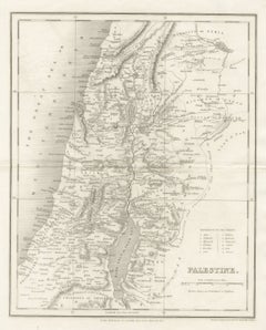 Antique Map of Palestine with the Twelve Tribes by Dower, circa 1835
