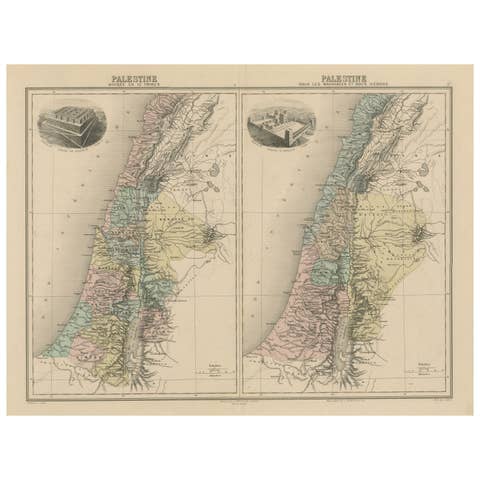 Palestine: Tribes & Maccabees – Antique Map by Migeon, Paris, 1892