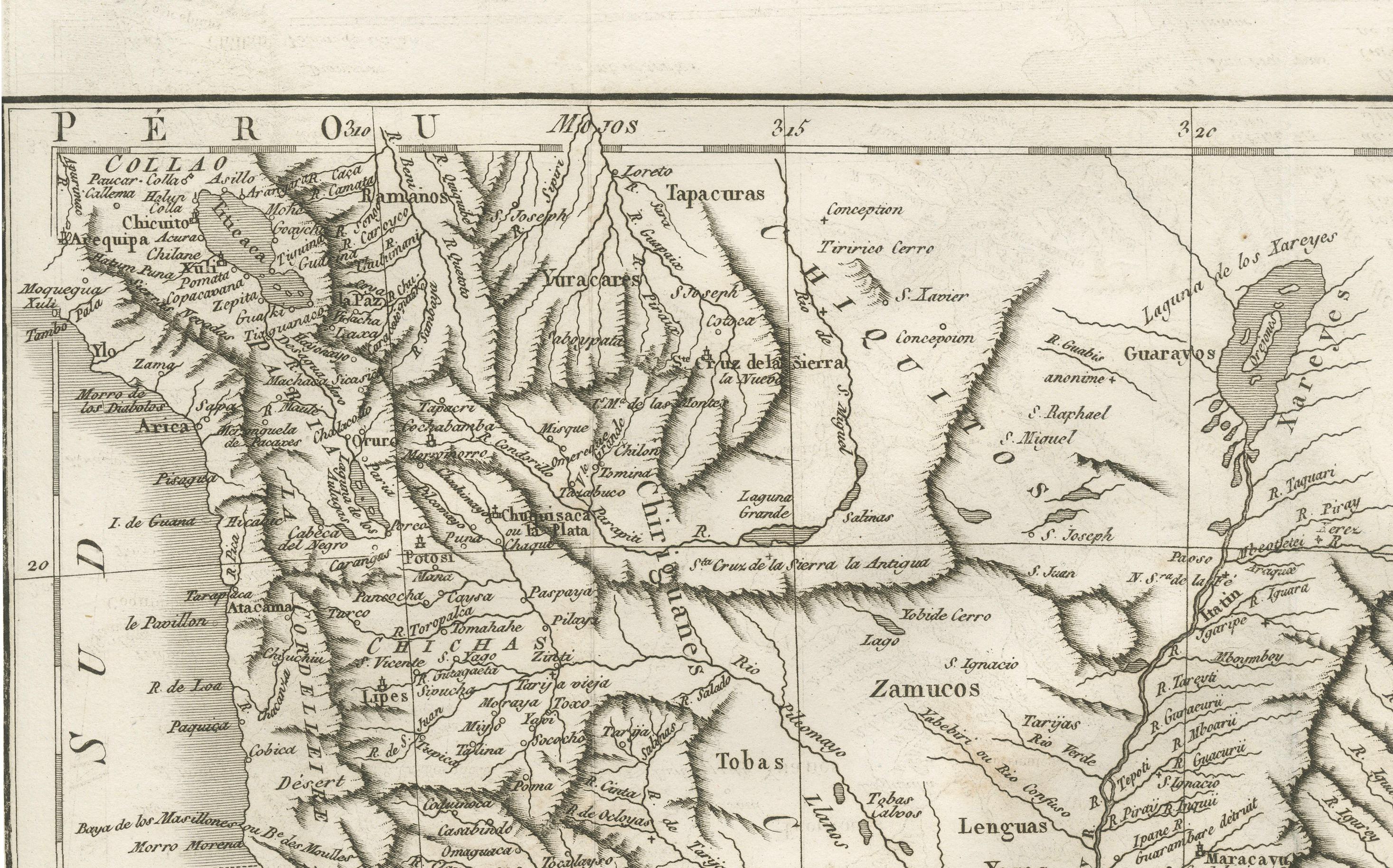 French Antique Map of Paraguay and Jesuit Missions by D’Anville, 1733 For Sale
