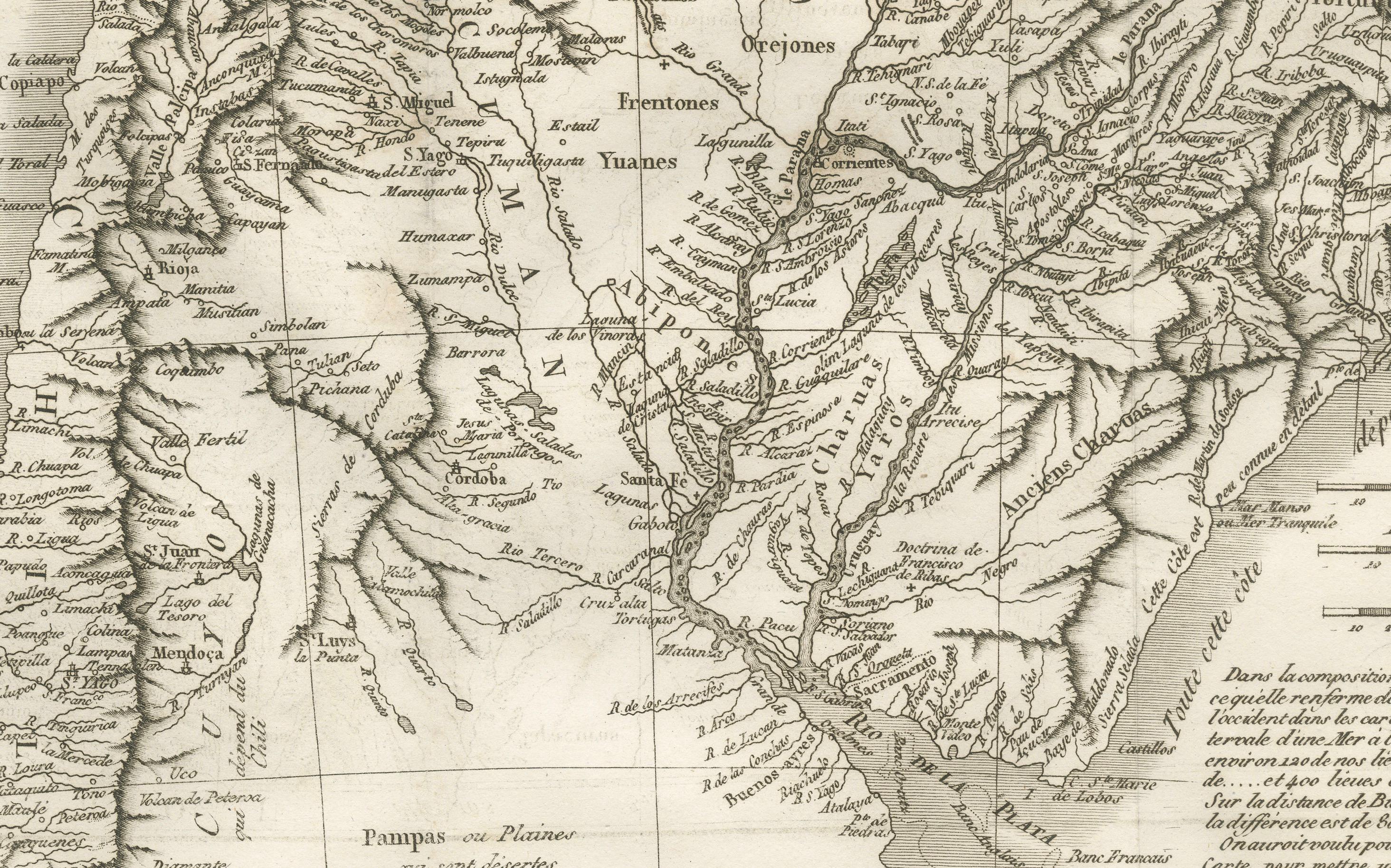 Antique Map of Paraguay and Jesuit Missions by D’Anville, 1733 In Good Condition For Sale In Langweer, NL