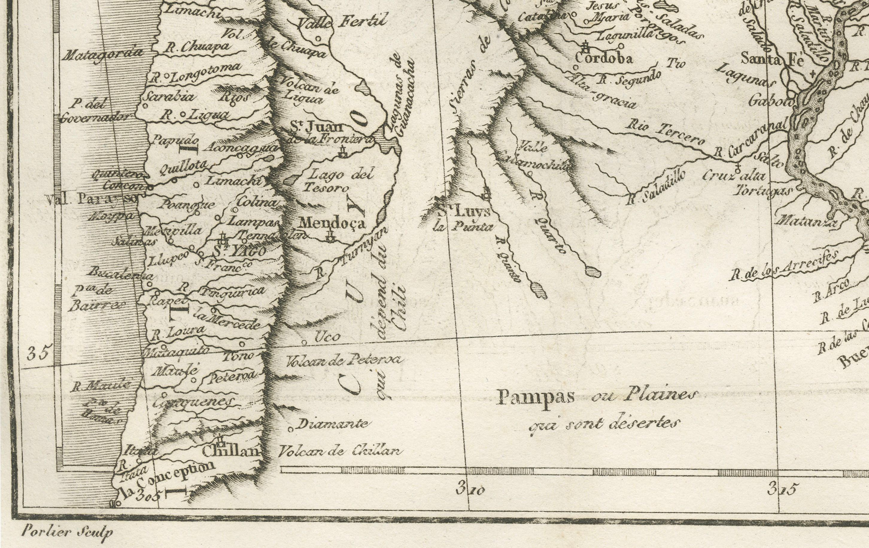 18th Century Antique Map of Paraguay and Jesuit Missions by D’Anville, 1733 For Sale