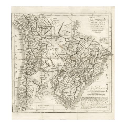 Antique Map of Paraguay and Jesuit Missions by D’Anville, 1733