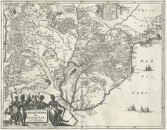 Mapa antiguo de Paraguay por A. Montanus, hacia 1671