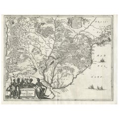 Mapa antiguo de Paraguay por A. Montanus, hacia 1671
