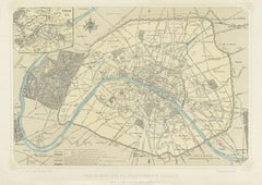 Antique Map of Paris by Benoist, '1861'