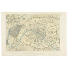 Antique Map of Paris by Benoist, '1861'