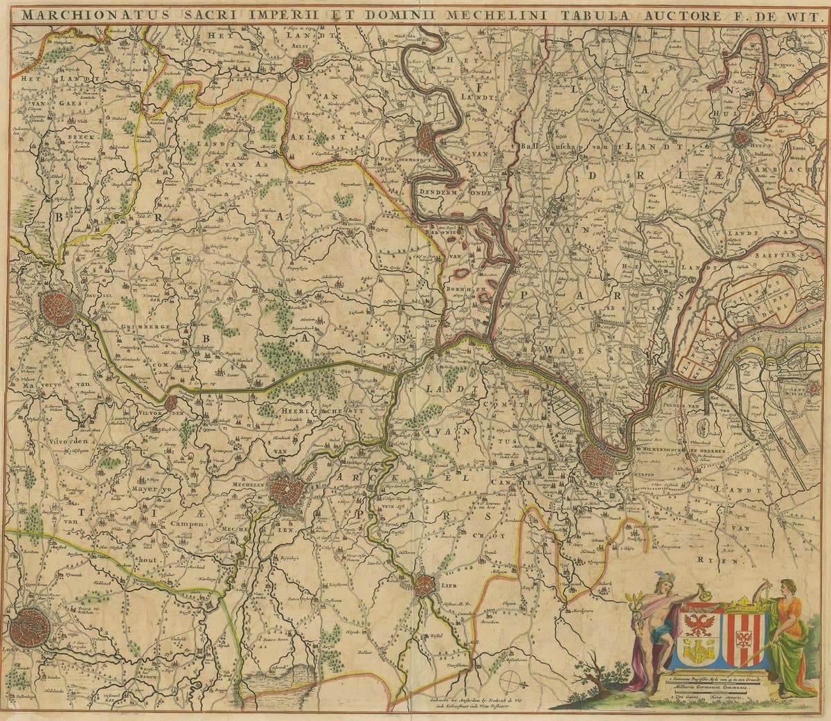 Antique Map of Part of Flanders 'Belgium' by F. de Wit 'circa 1680'