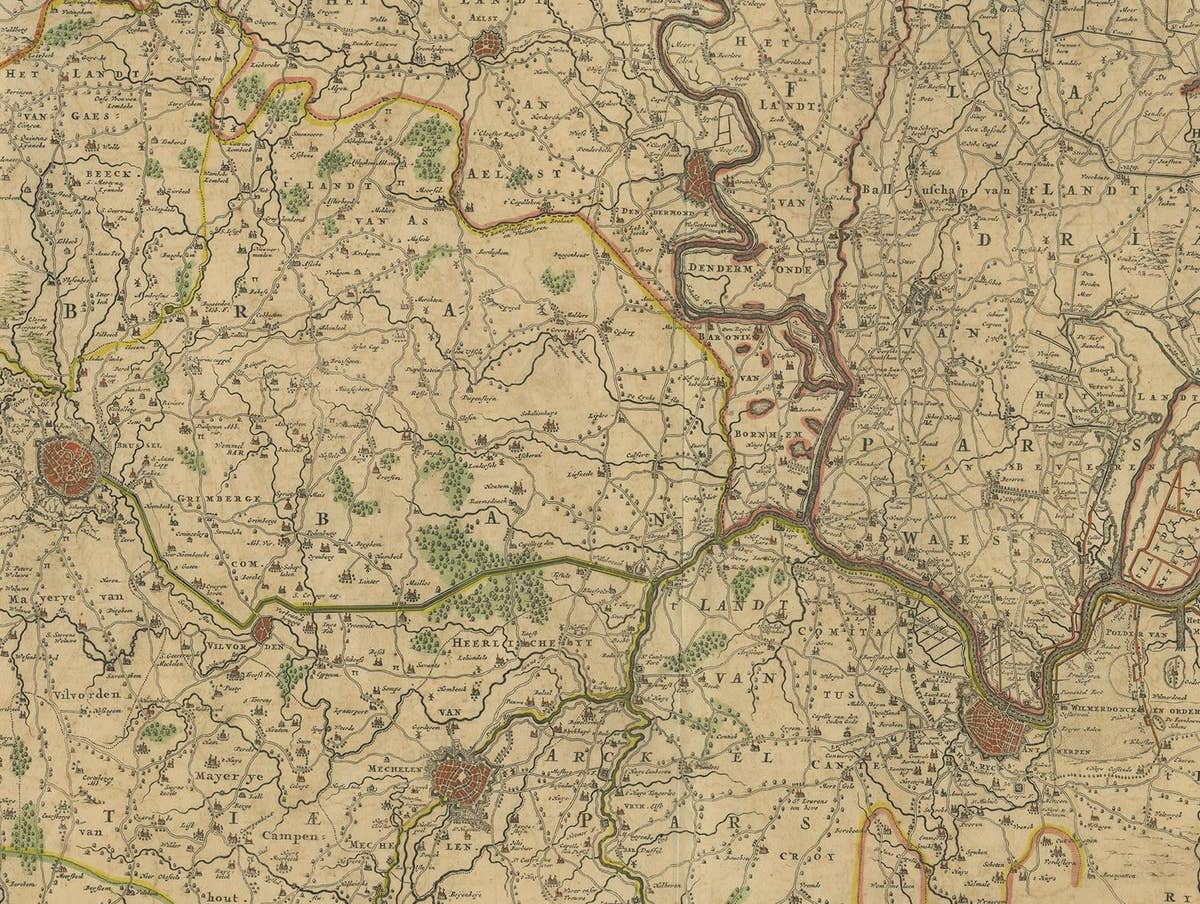 Antique Map of Part of Flanders 'Belgium' by F. de Wit 'circa 1680'
