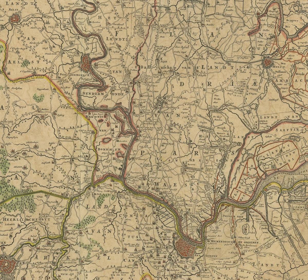 Antique Map of Part of Flanders 'Belgium' by F. de Wit 'circa 1680'