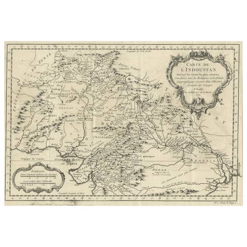 Antique Map of part of India, the Ganges and Hindustan