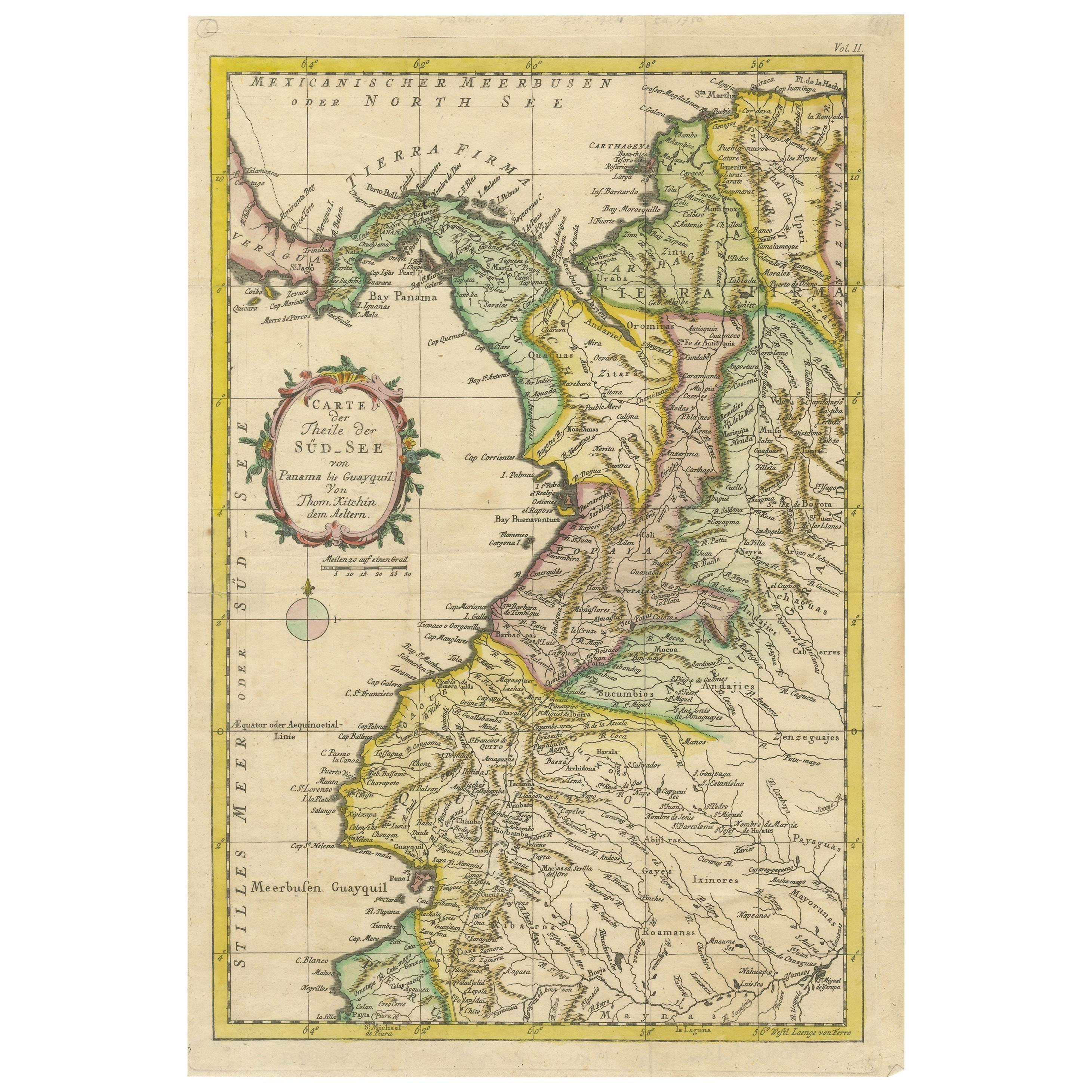 Antique Map of Part of South America by Kitchin, circa 1770