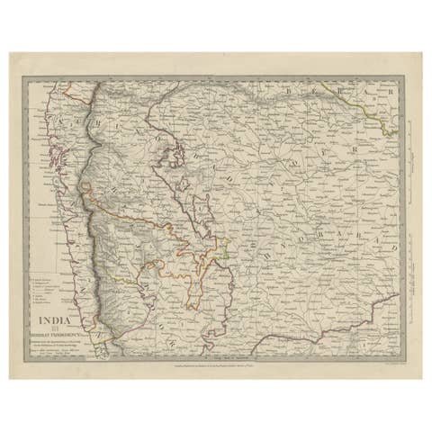 Antique Map of Part of the Bombay Presidency in India, 1831