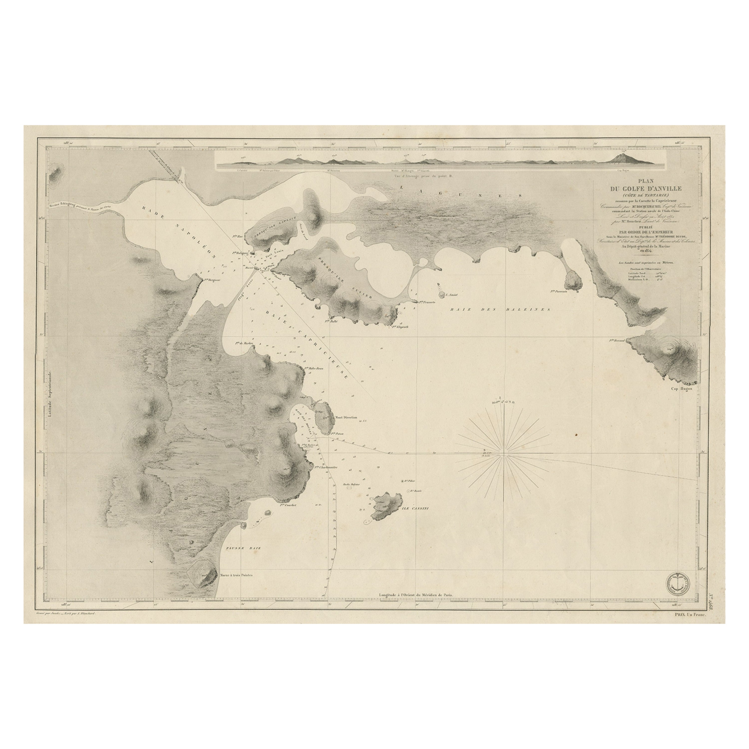Carte ancienne d'une partie de la côte chinoise, explorée par les Français, vers 1852