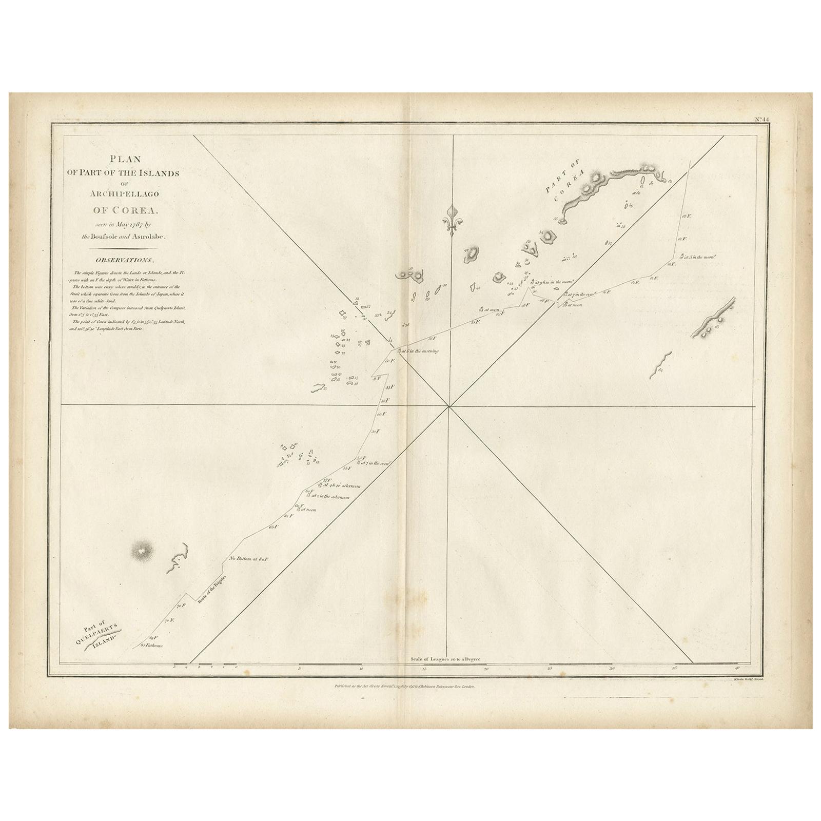 Carte ancienne d'une partie de l'archipelago coréen, 1798