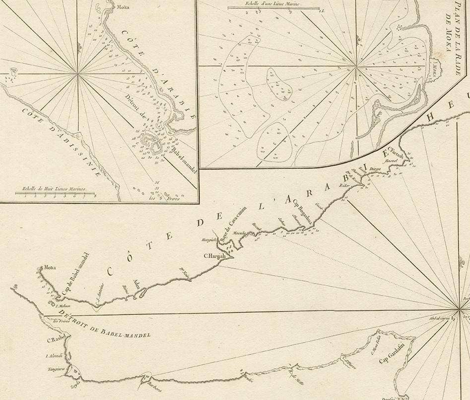 Original Antique Engraved Map of Part of the Red Sea, Arabia, 1775