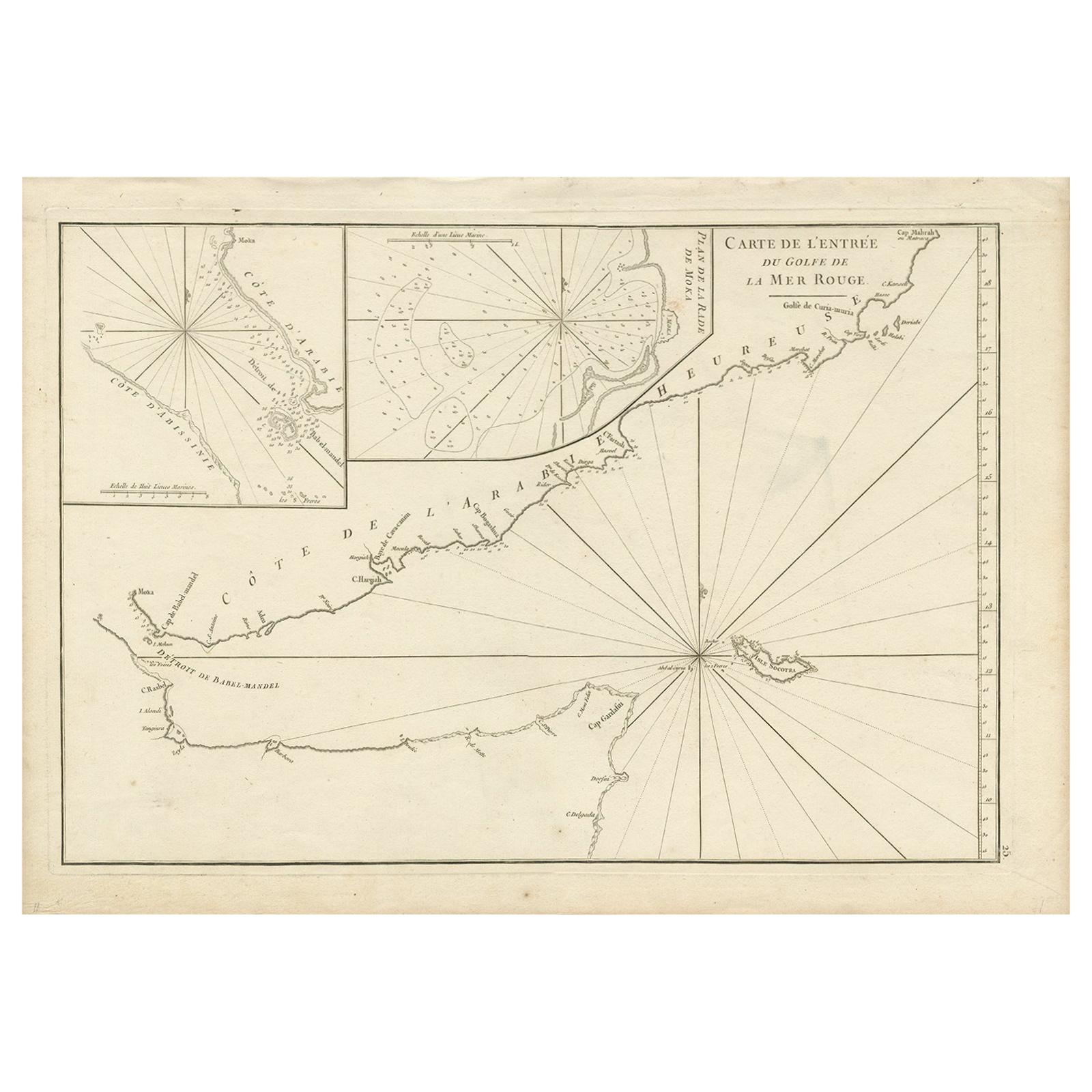 Original Antique Engraved Map of Part of the Red Sea, Arabia, 1775