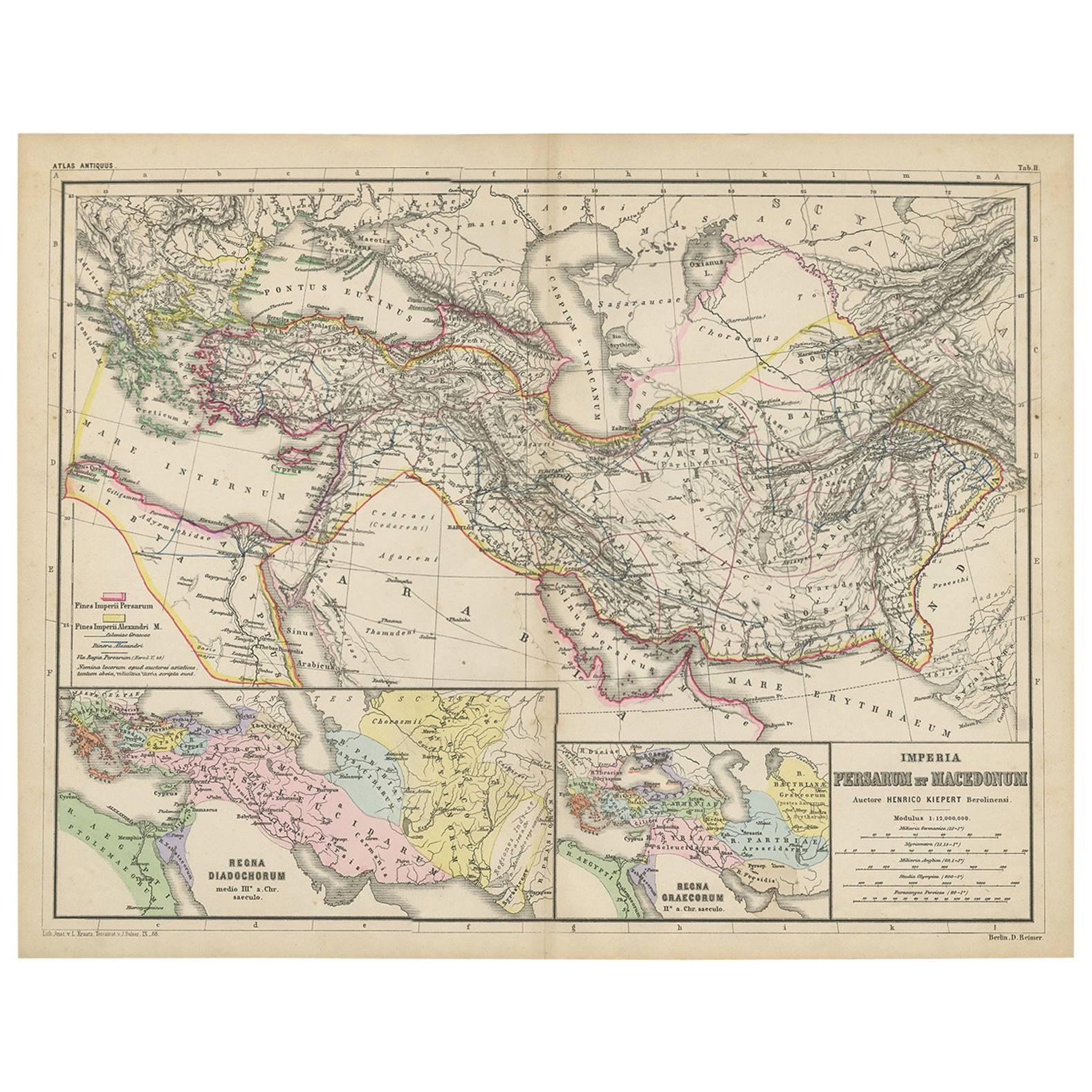 Carte ancienne d'une partie de l'Empire romain par H. Kiepert, vers 1870