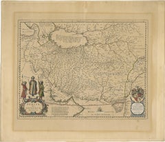 Antique Map of Persia, Also Showing the Indus River, circa 1673