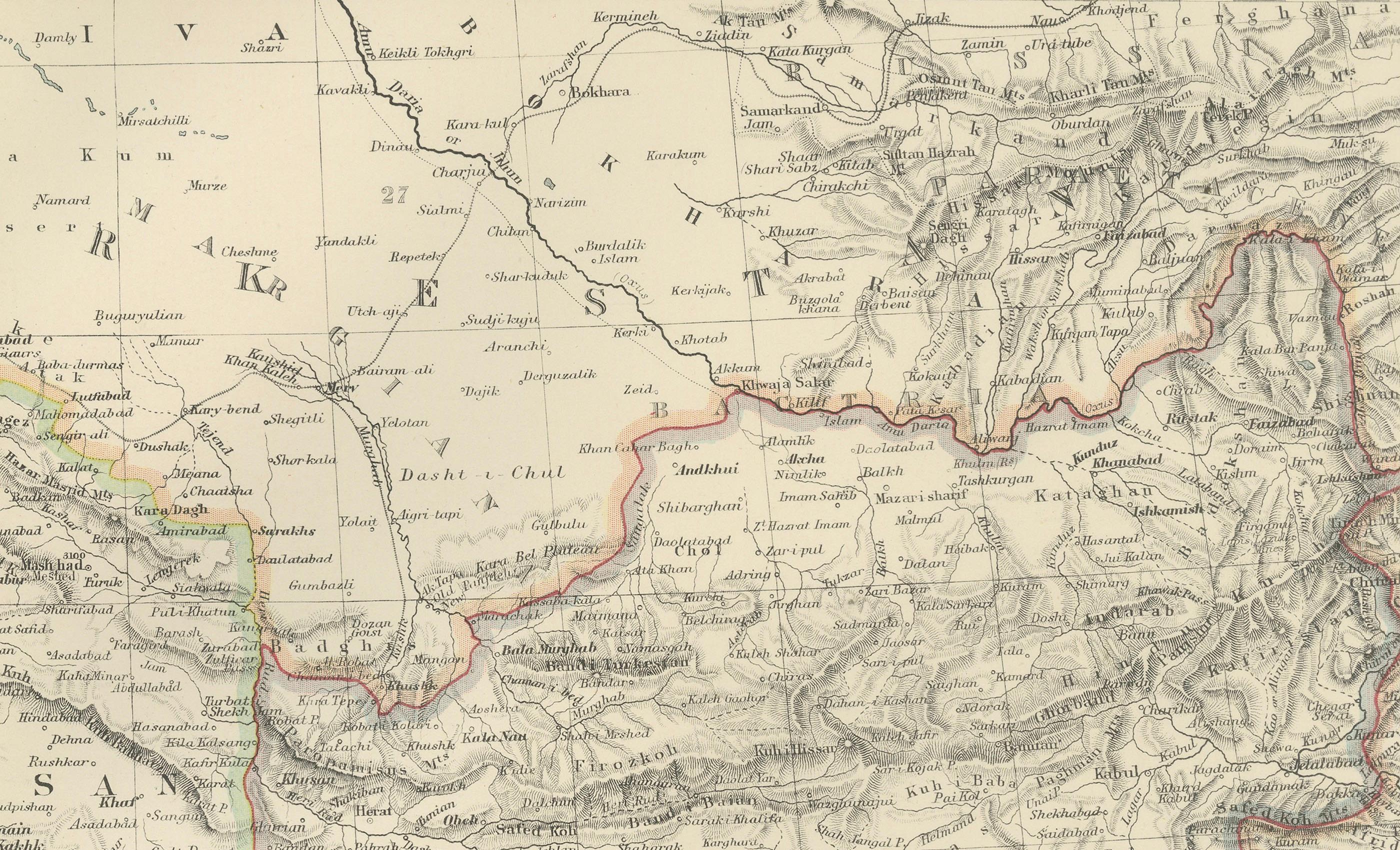 20ième siècle Carte ancienne de la Perse et de l'Afghanistan, 1903, avec de délicates bordures au pastel en vente