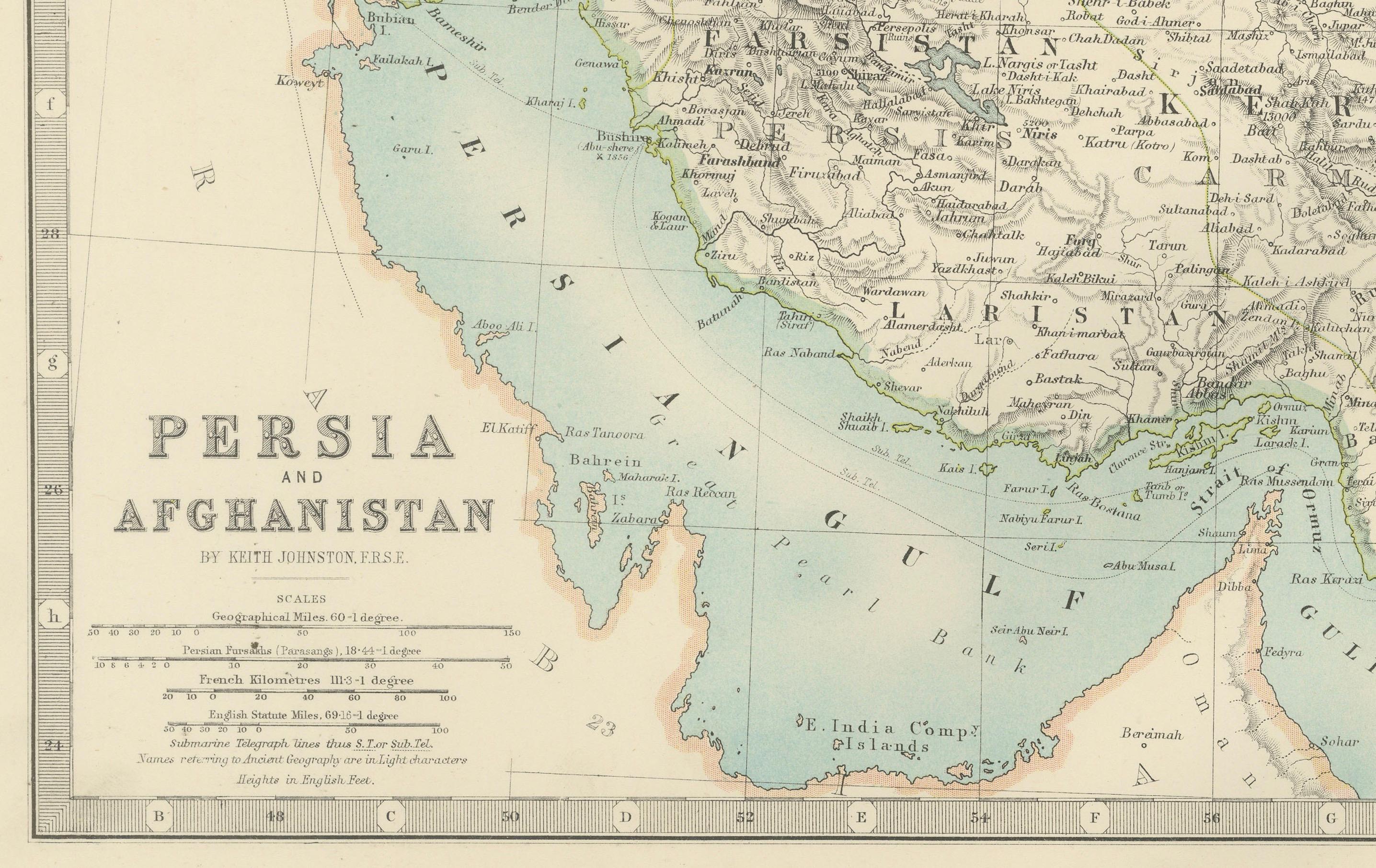 Carte ancienne de la Perse et de l'Afghanistan, 1903, avec de délicates bordures au pastel en vente 1