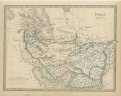 Antique Map of Persia and Afghanistan with Statistics, Philip, circa 1856