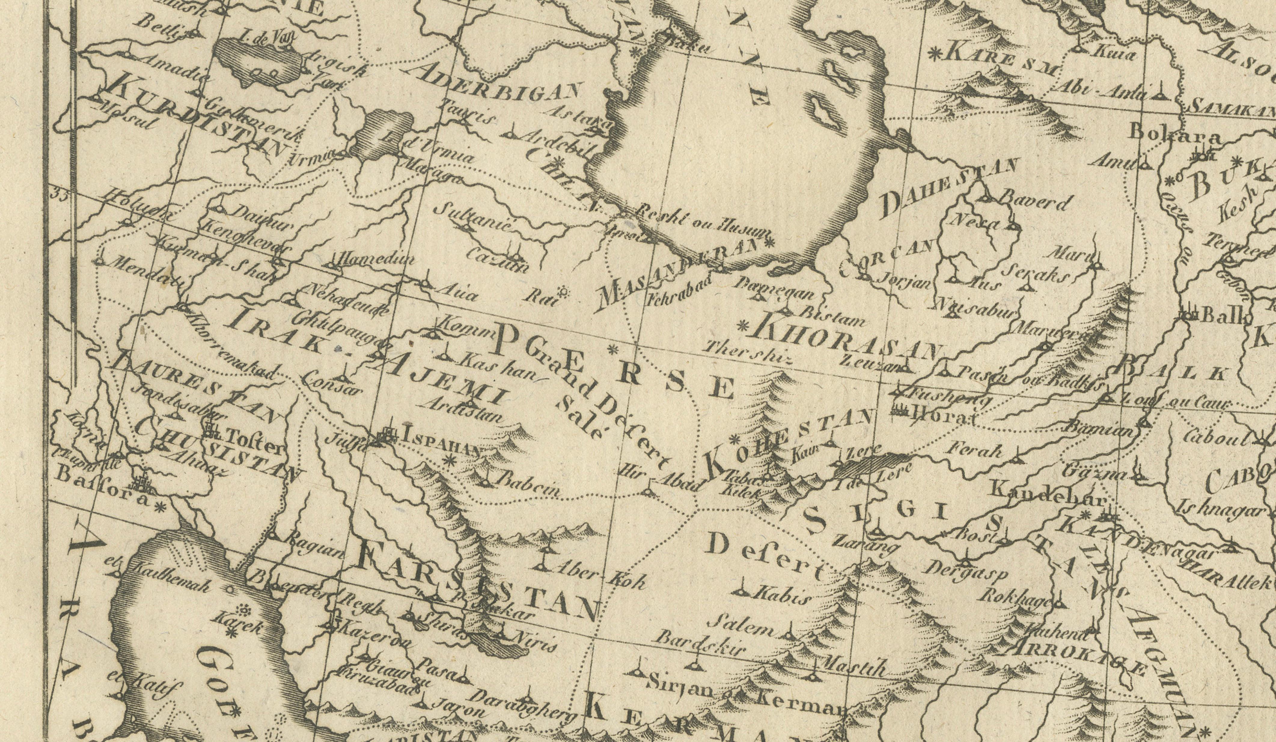 Antique Map of Persia and Georgia by Rigobert Bonne, Circa 1780