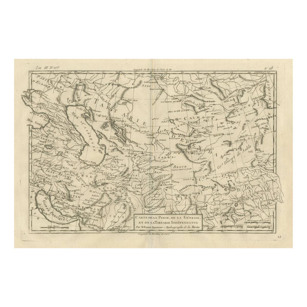 Antique Map of Persia and Georgia by Rigobert Bonne, Circa 1780
