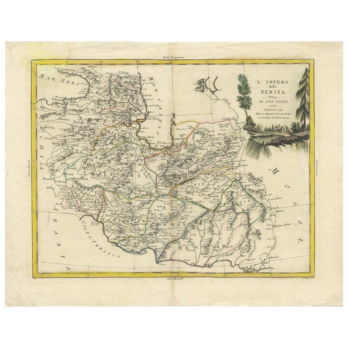 Antique Map of Persia by A. Zatta, circa 1785