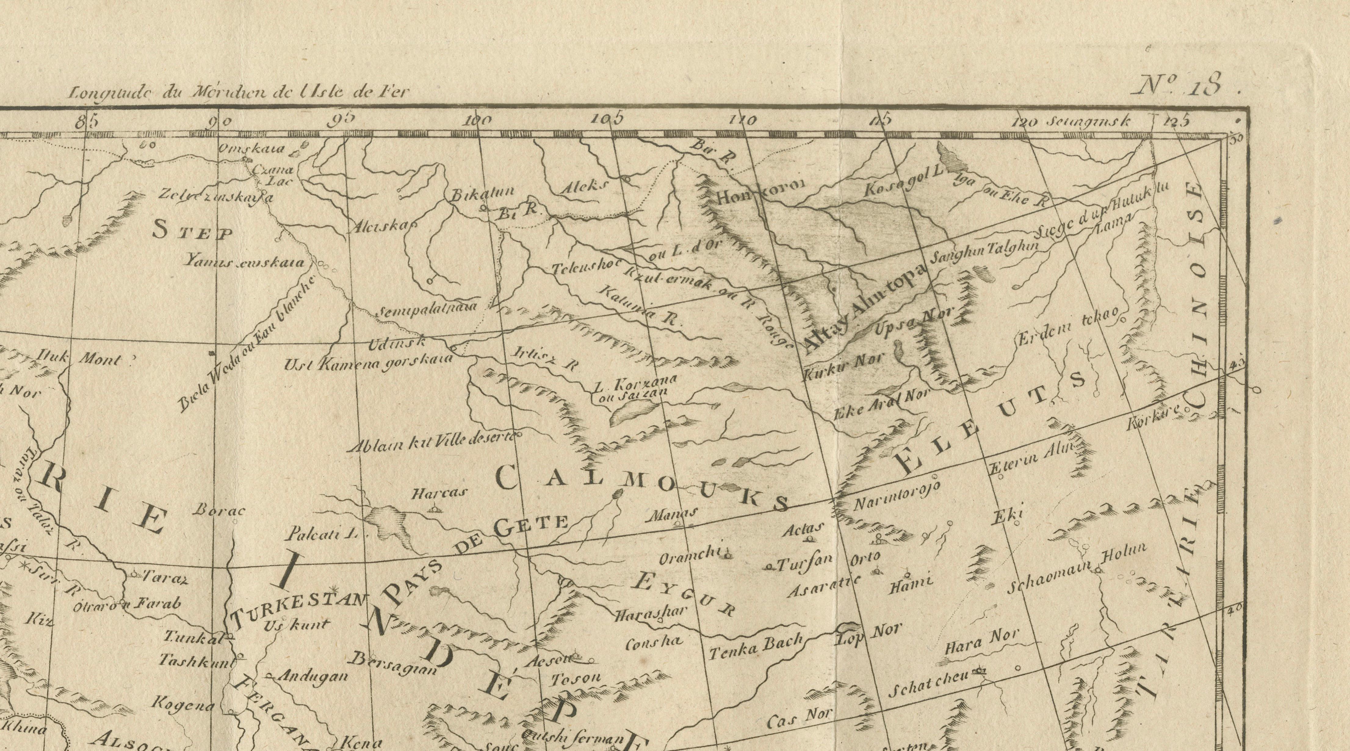 Antique Map of Persia, Georgia and Tartary, Bonne, c.1780