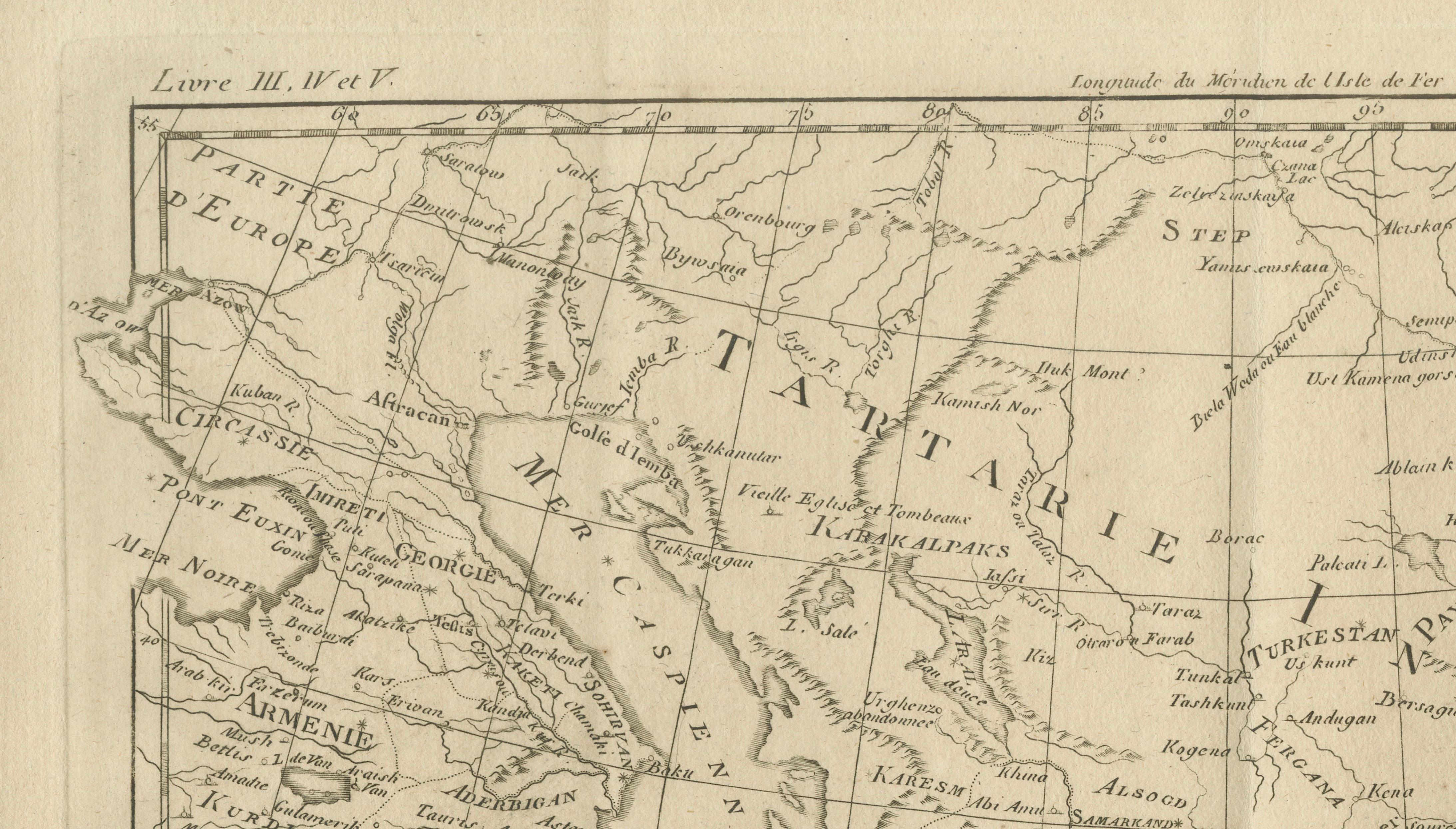 Antique Map of Persia, Georgia and Tartary, Bonne, c.1780
