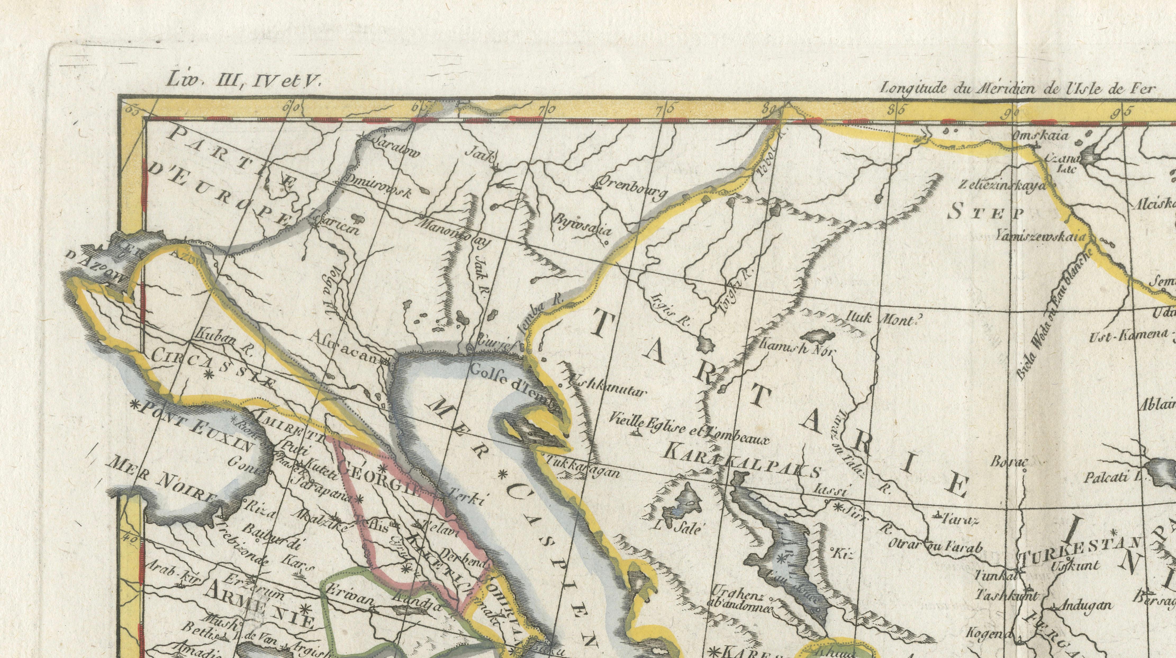 Antique Map of Persia, Georgia and Tartary by Bonne, Central Asia, c.1780