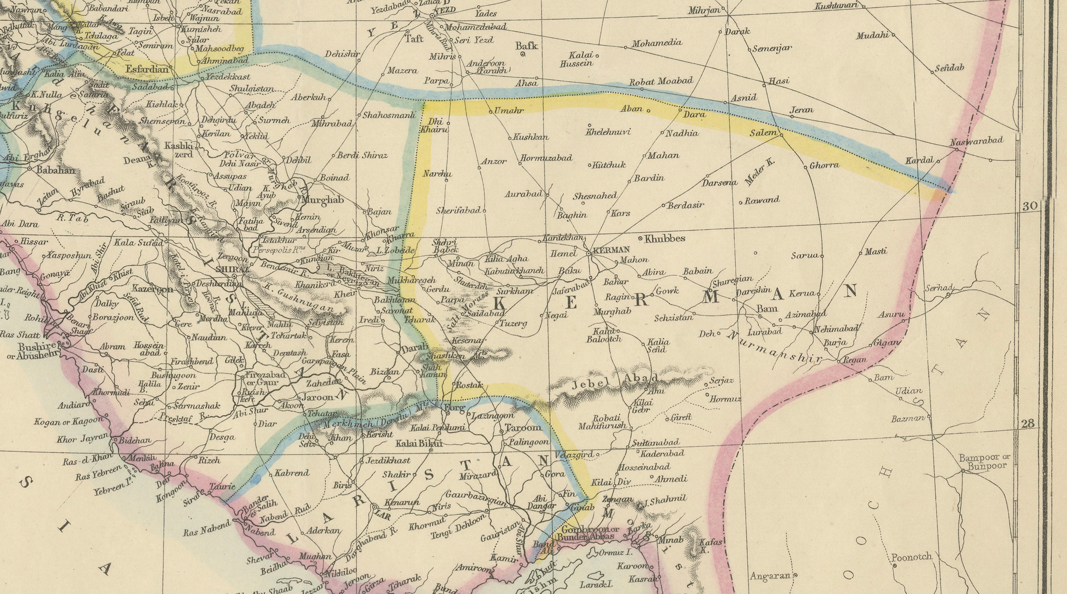 Antique Map of Persia Iran by Edward Weller for Weekly Dispatch Atlas, 1863