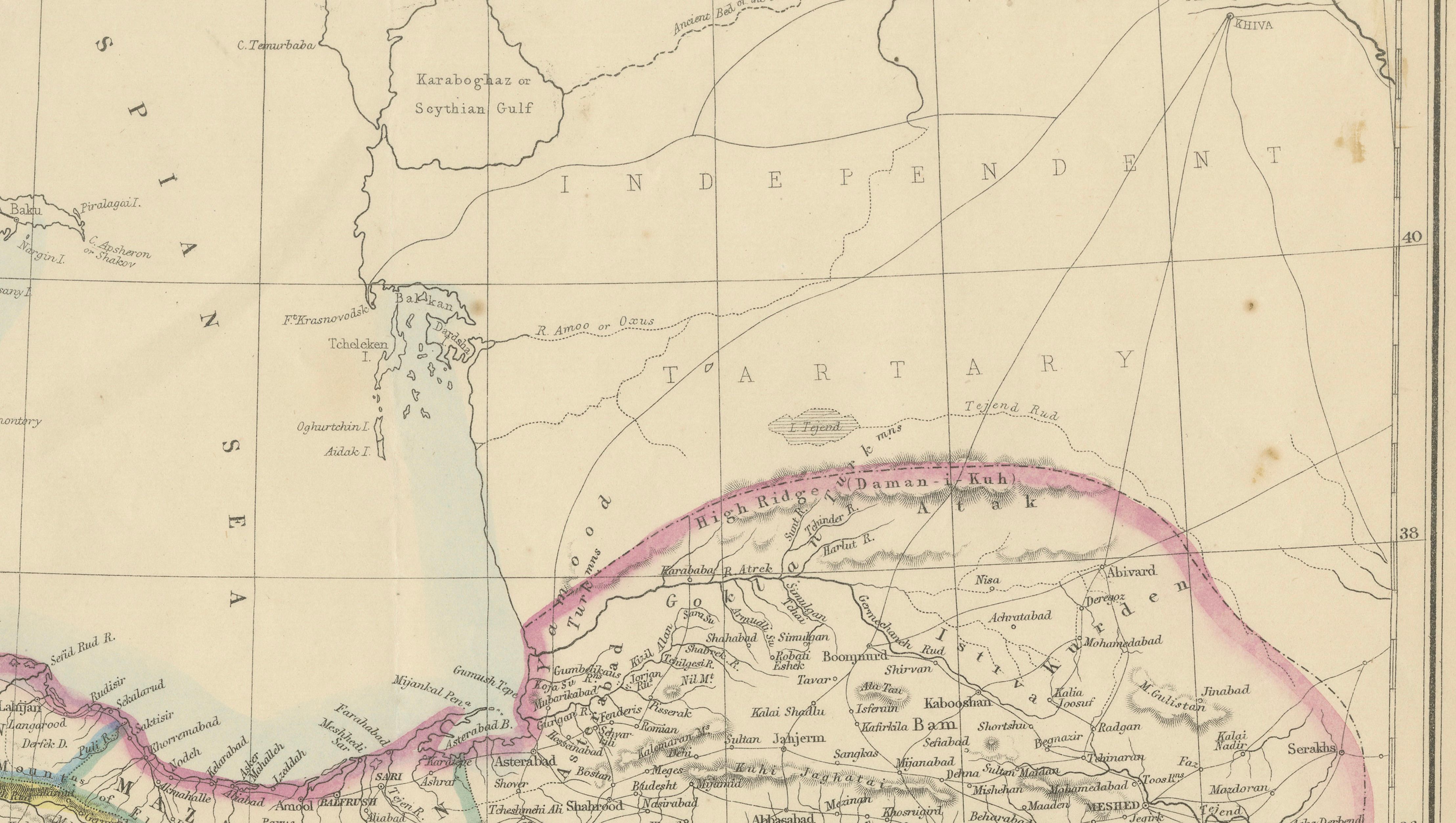 Antique Map of Persia Iran by Edward Weller for Weekly Dispatch Atlas, 1863