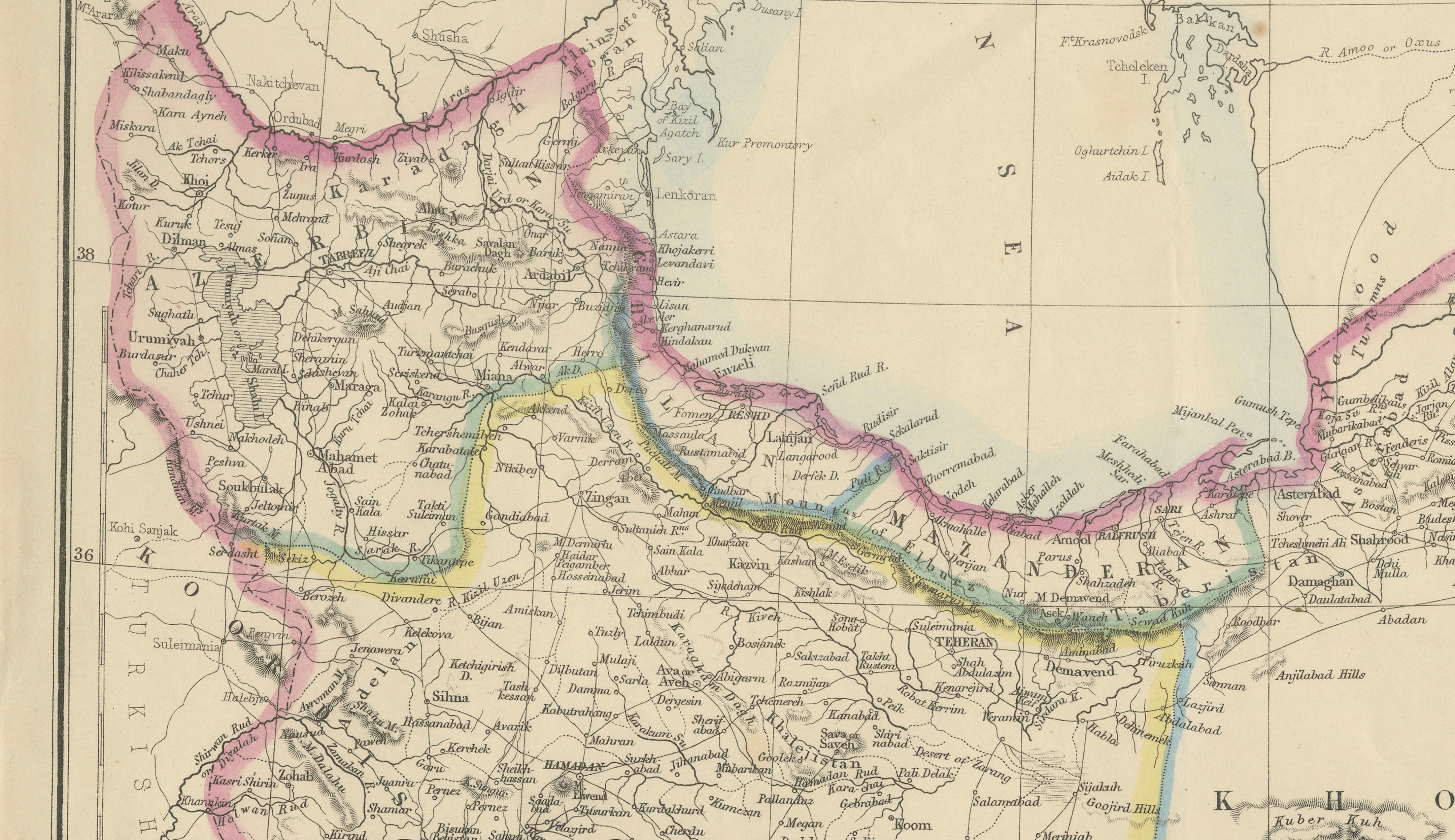 Antique Map of Persia Iran by Edward Weller for Weekly Dispatch Atlas, 1863