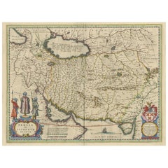 Mapa antiguo de Persia con cartela de dedicatoria
