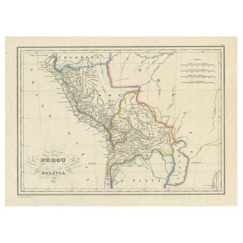 Antique Map of Peru and Bolivia, 1836