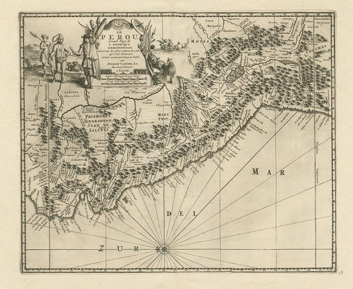 Antique Map of Peru by van der Aa, 'circa 1720'