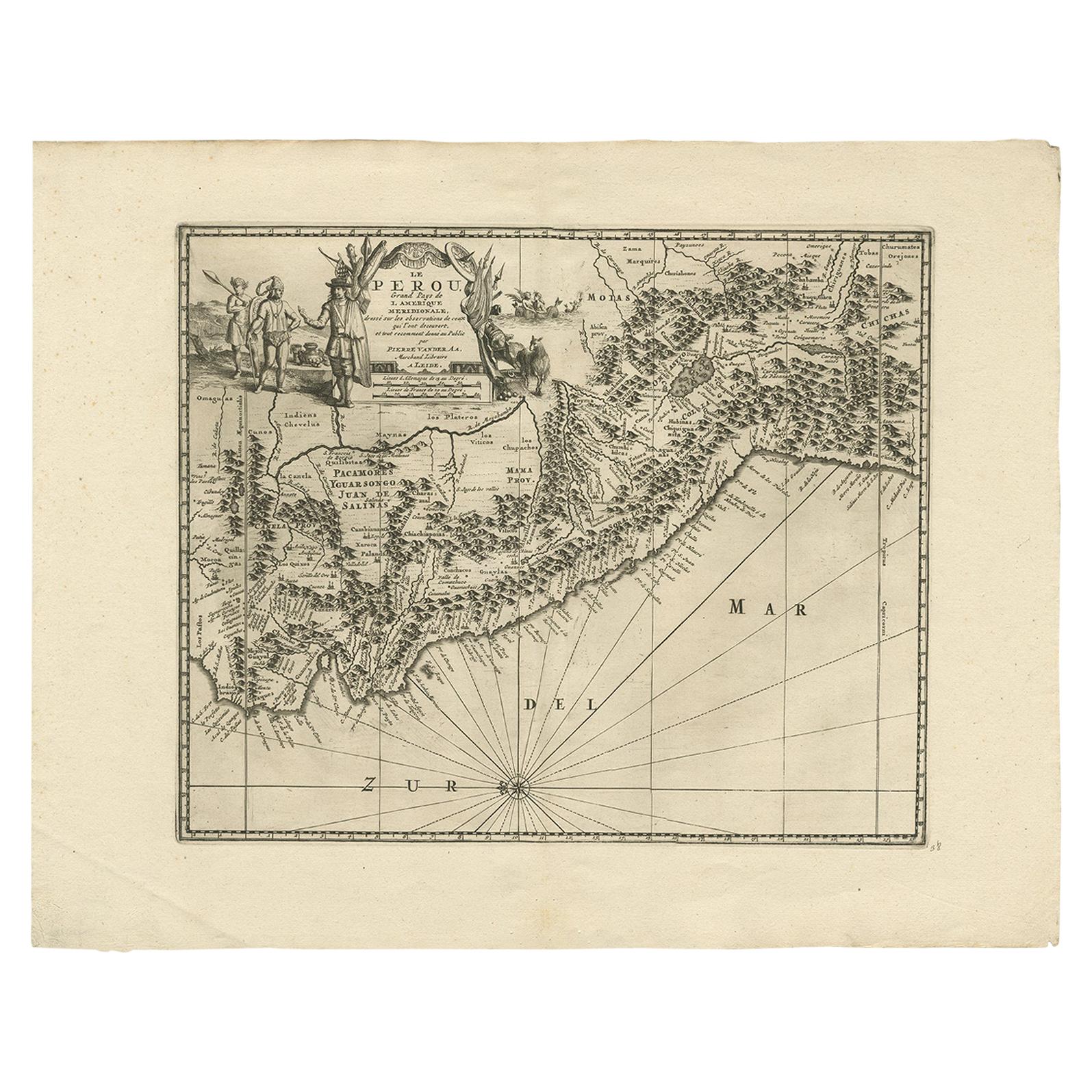 Antique Map of Peru by van der Aa, 'circa 1720' For Sale