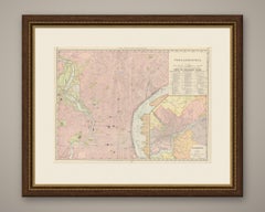 Antique Map of Philadelphia, with Delaware River Piers, Rand McNally, 1899