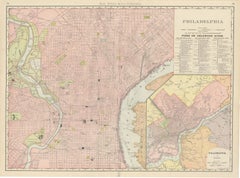 Antique Map of Philadelphia, with Delaware River Piers, Rand McNally, 1899