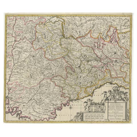 Antique Map of Piedmont, Savoy and Liguria by Justus Danckerts, Amsterdam c.1690