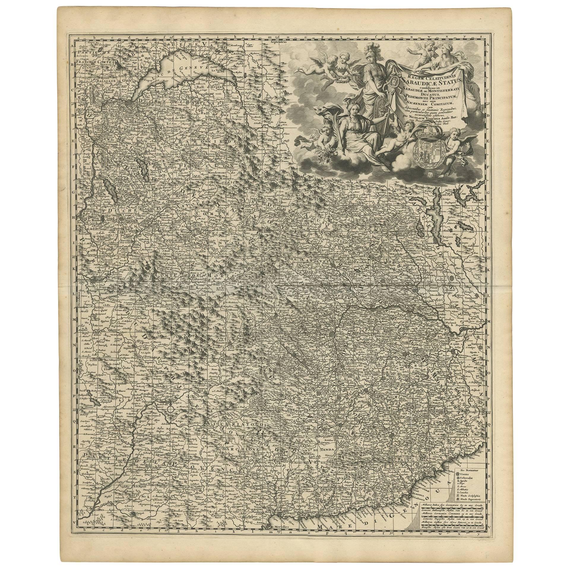 Antique Map of Piedmonte and Savoie 'Italy' by N. Visscher, circa 1683