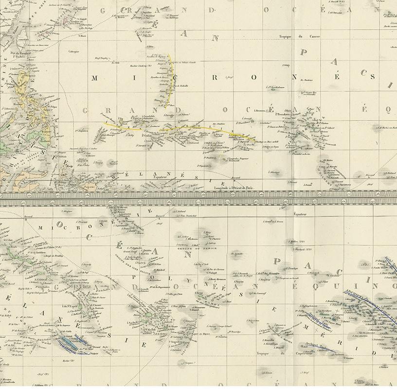 Antique Map of Polynesia by Levasseur, '1875' In Good Condition In Langweer, NL