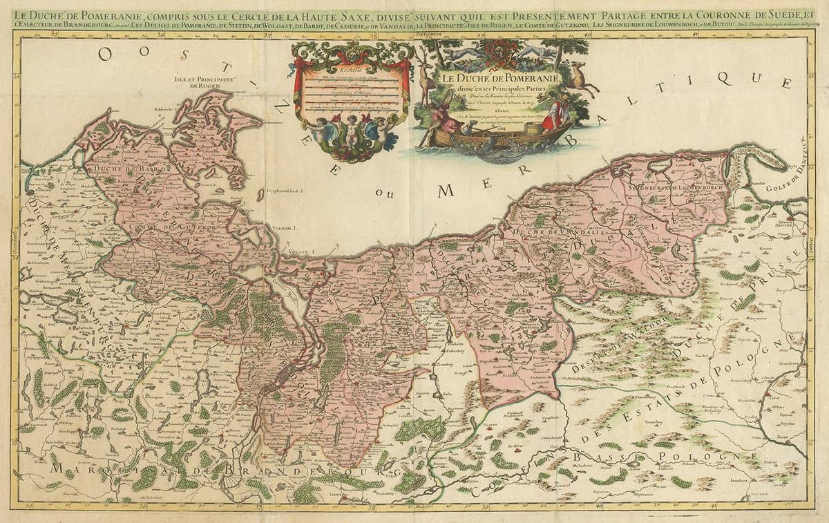 Original Hand-coloured Antique Map of Pomerania by Sanson '1684'