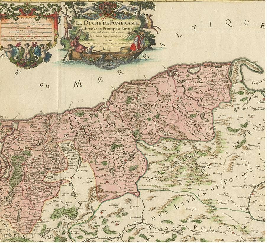 Original Hand-coloured Antique Map of Pomerania by Sanson '1684'