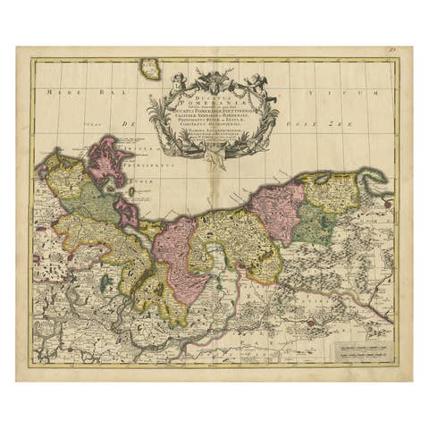 Map of the Duchy of Pomerania – Antique Engraving by P. Schenk Jr., c. 1750