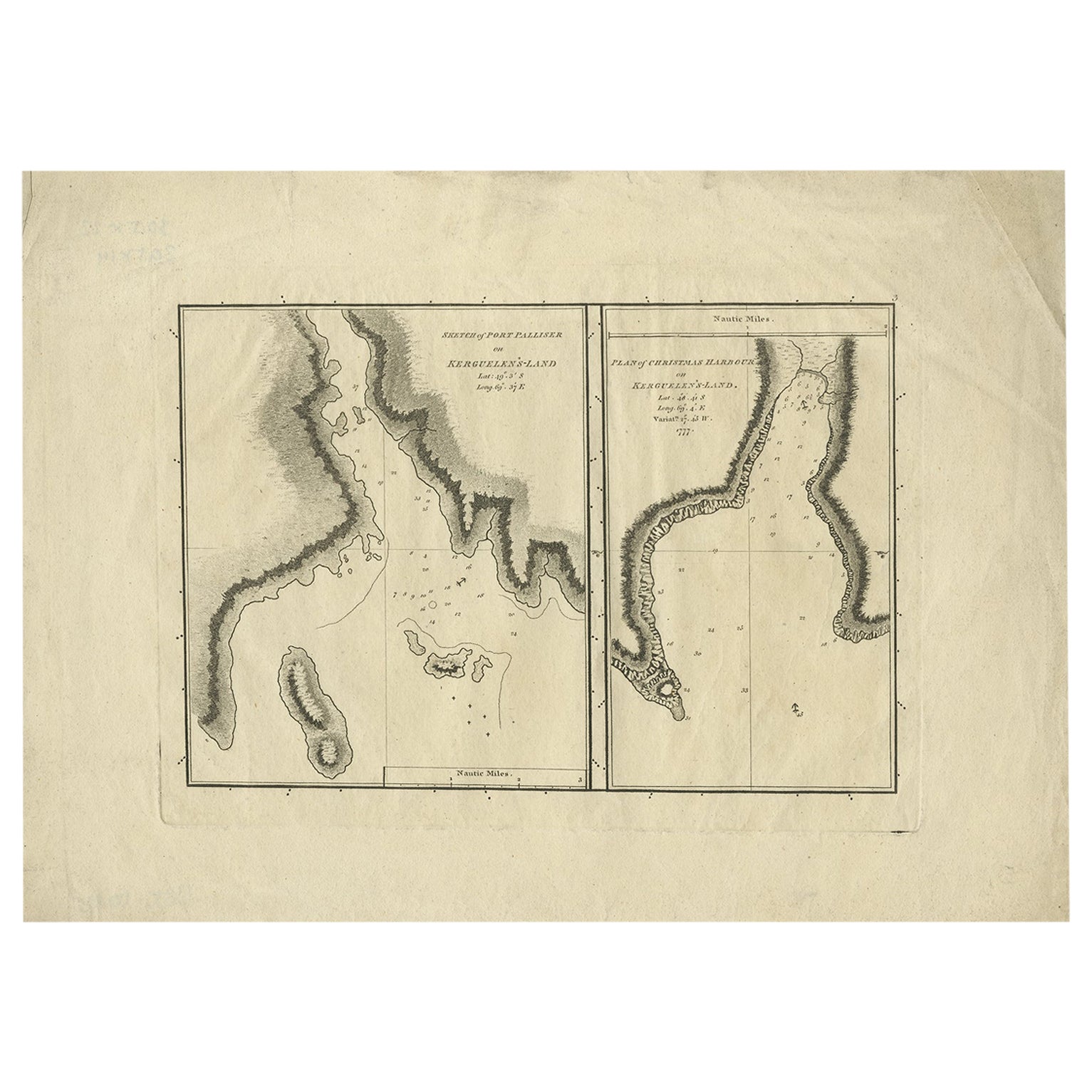 Carte ancienne de Port Pallisers & Kersmis par Cook, 1784