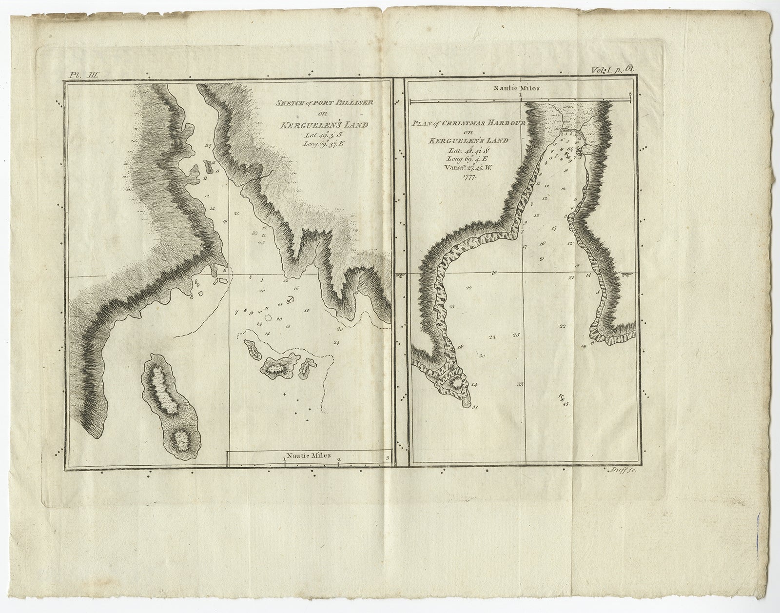 Carte ancienne de Kerguelen intitulée 