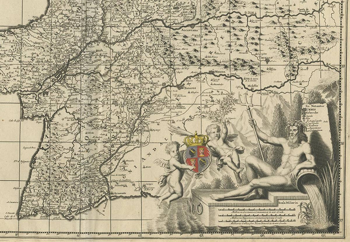 Antique Map of Portugal by J. De Ram, circa 1680