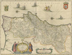 Antique Map of Portugal by W. Blaeu, 1650